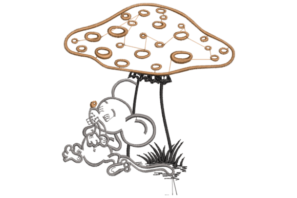 Cute Mouse Under Mushroom Embroidery Review