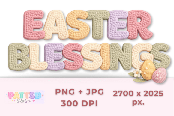 Easter Blessings Embroidery Text JPG PNG Review