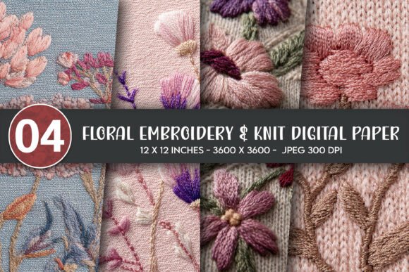 Floral Embroidery Knit Digital Paper Review