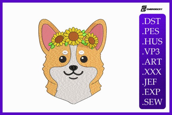 Sunflower Corgi Machine Embroidery Design Review