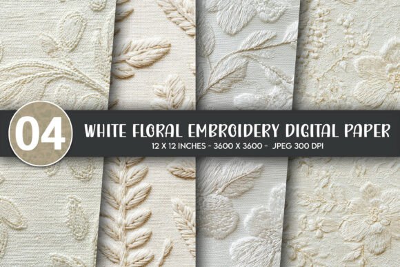 White Floral Embroidery Digital Paper Review
